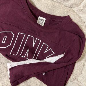 PINK by Victoria's Secret Maroon Striped Long Sleeve